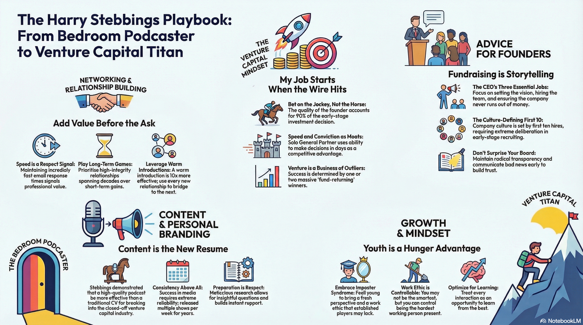 Infographic for "Lessons from Harry Stebbings".