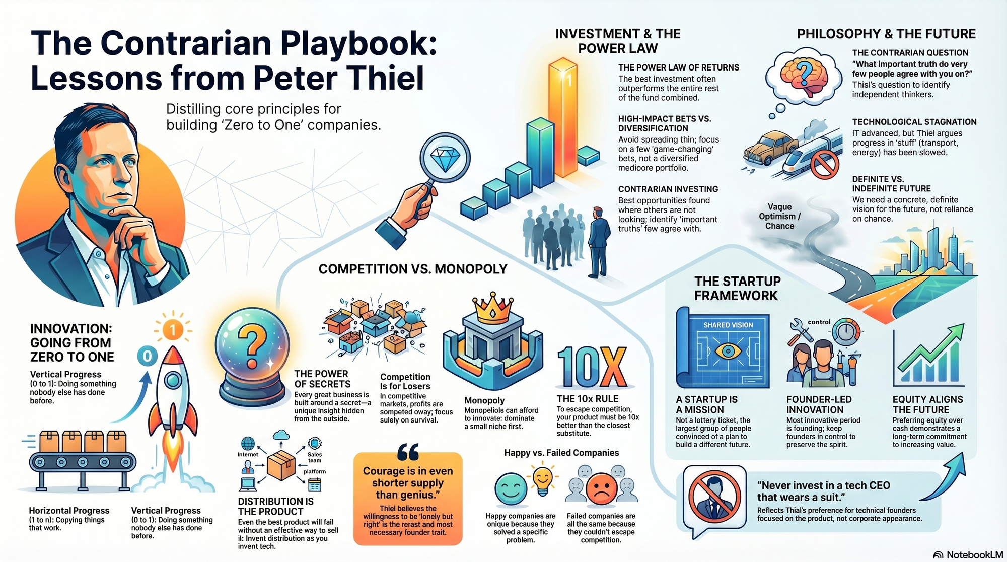 Infographic for "Lessons from Peter Thiel".