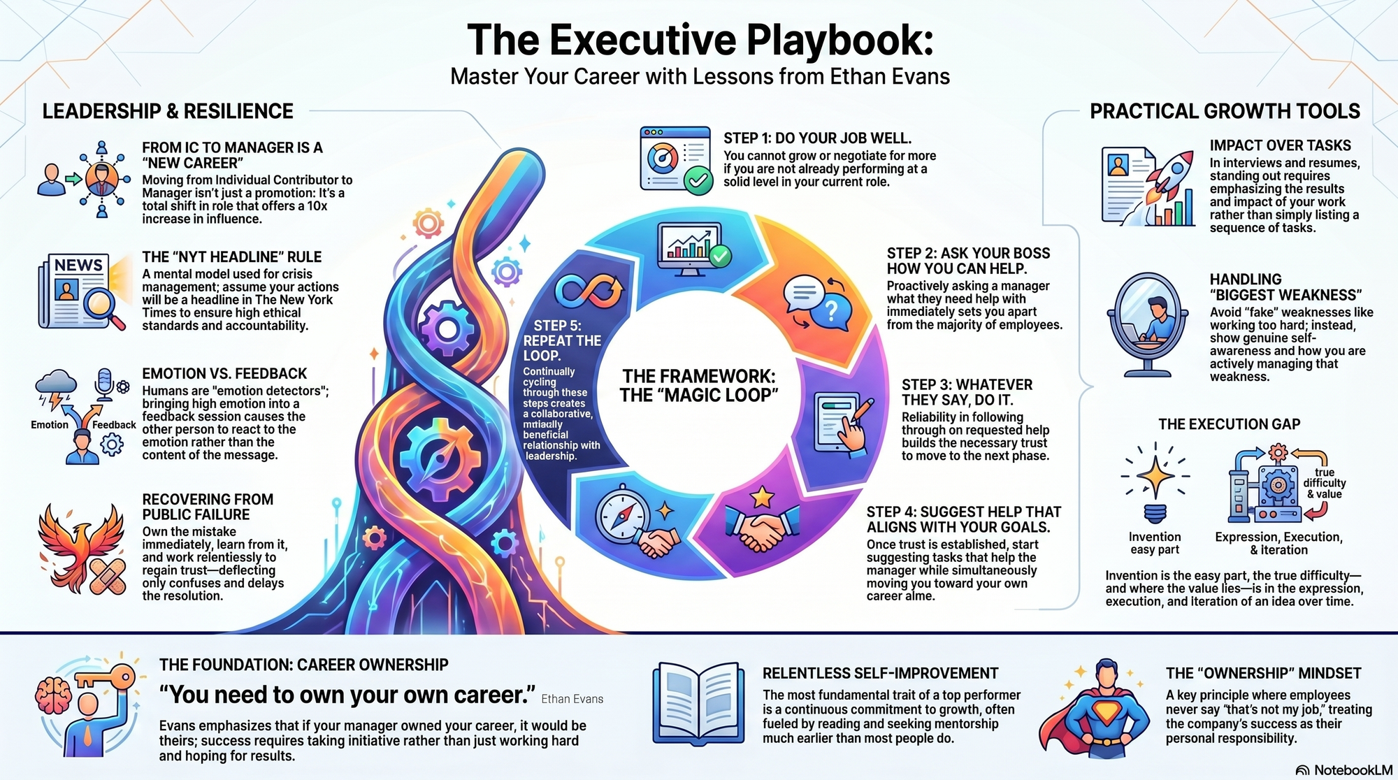 Infographic for "Lessons from Ethan Evans".