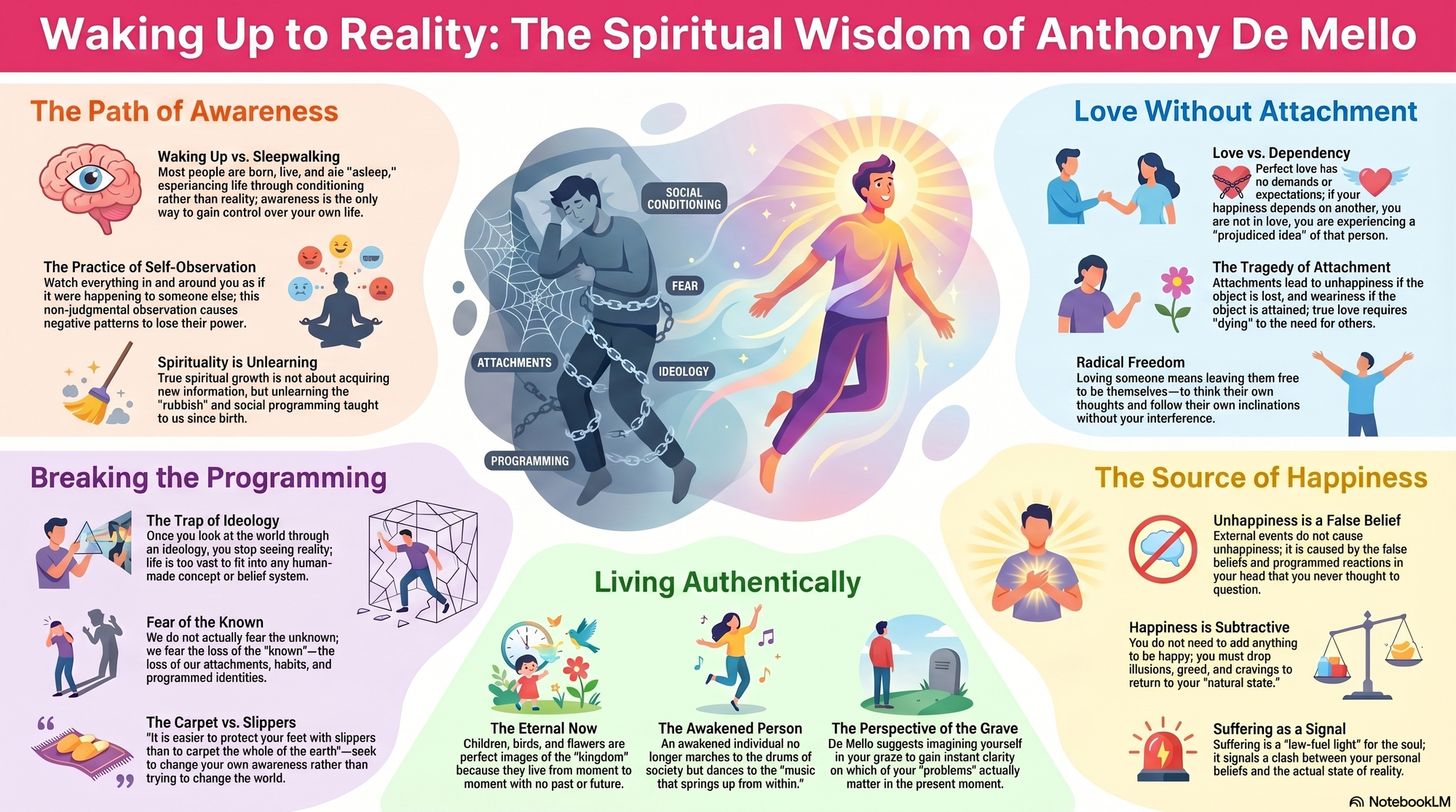 Infographic for "Lessons from Anthony De Mello".