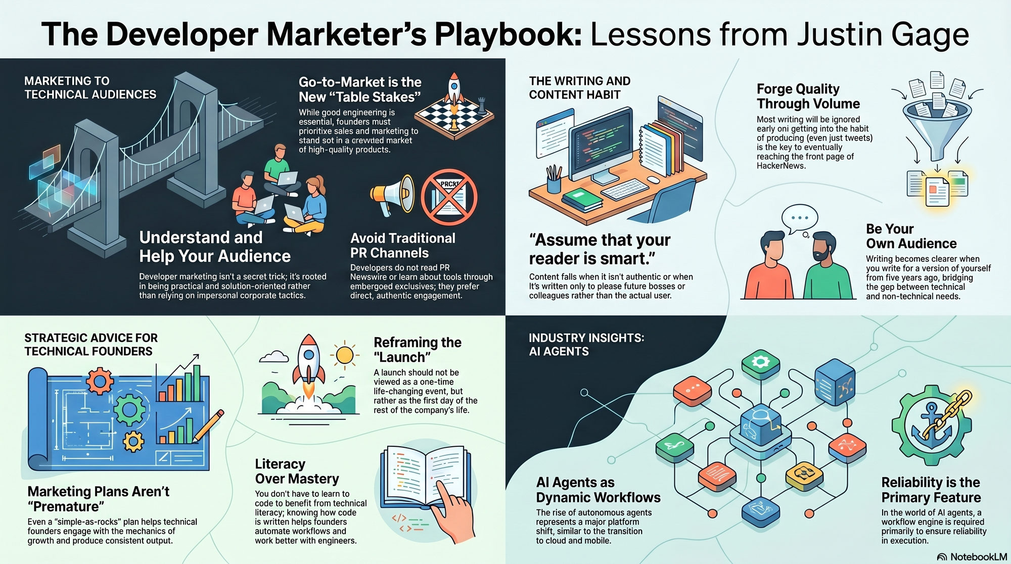 Infographic for "Lessons from Justin Gage".