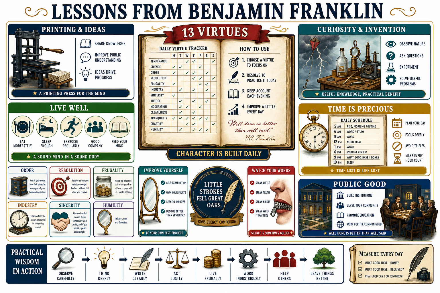 Infographic for "Lessons from Benjamin Franklin".