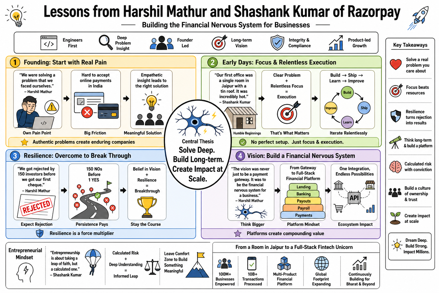 Infographic for "Lessons from Harshil Mathur and Shashank Kumar of Razorpay".