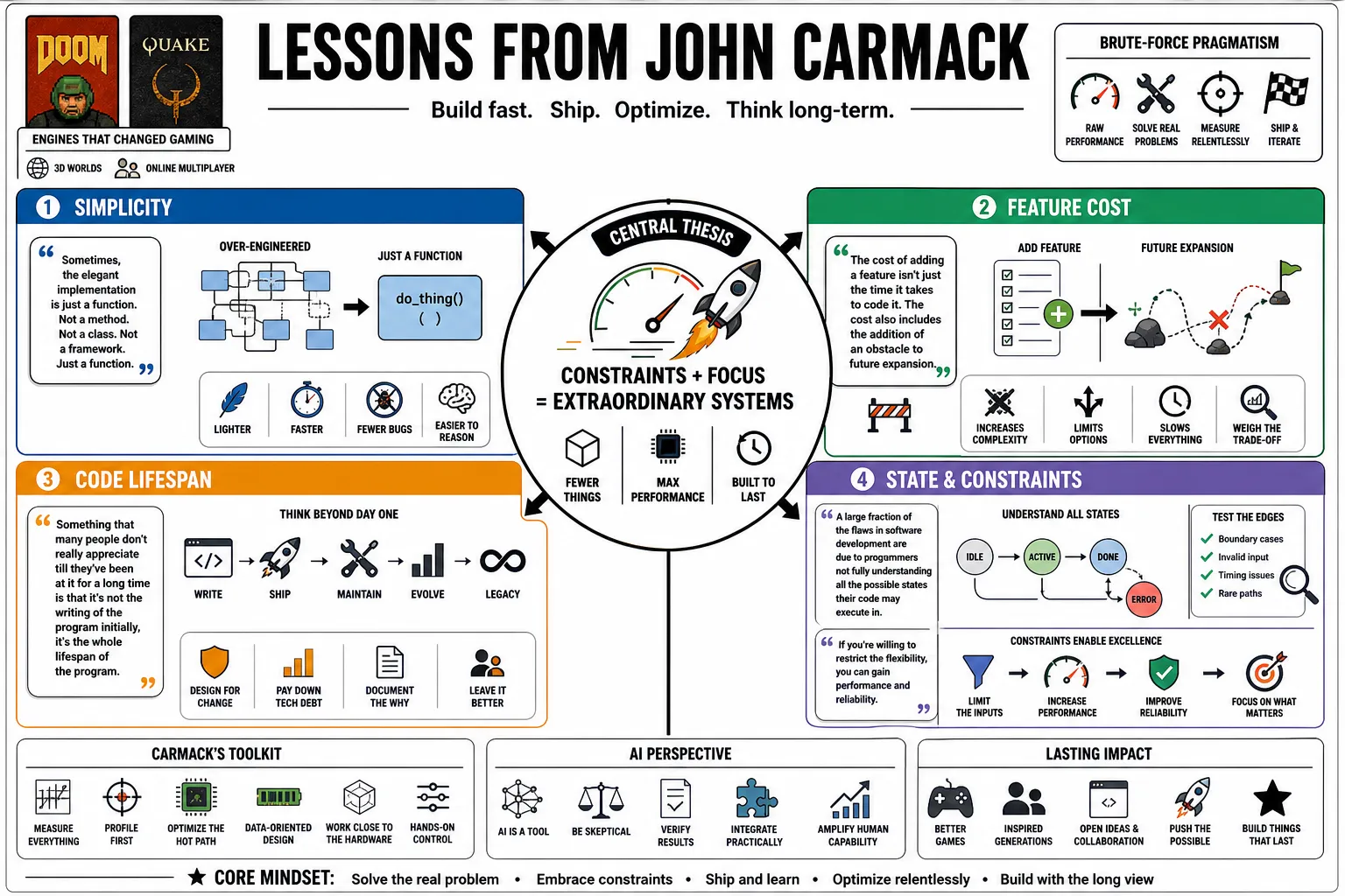 Visual summary of operating lessons from John Carmack.