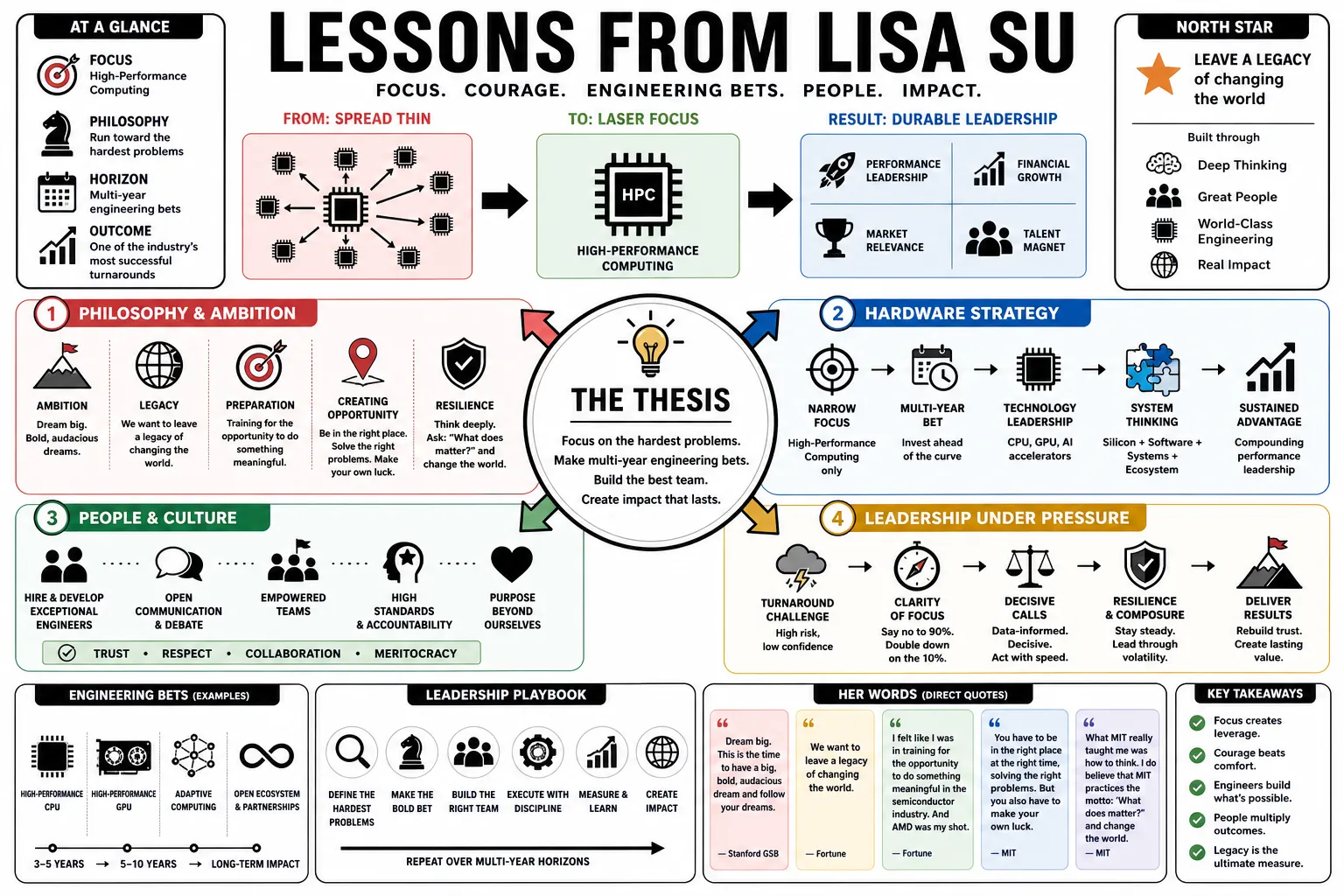 Visual summary of operating lessons from Lisa Su.