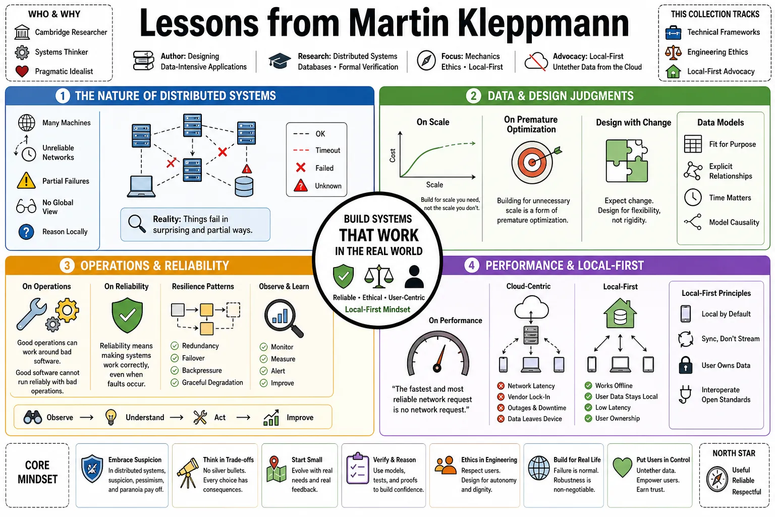 Visual summary of operating lessons from Martin Kleppmann.