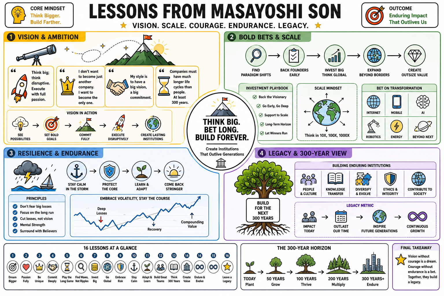 Infographic for "Lessons from Masayoshi Son".