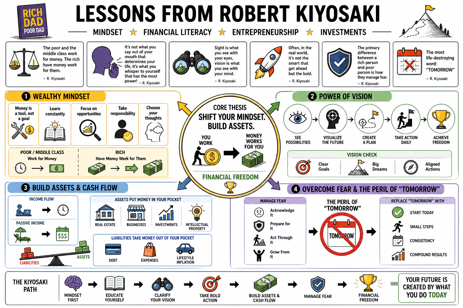Infographic for "Lessons from Robert Kiyosaki".