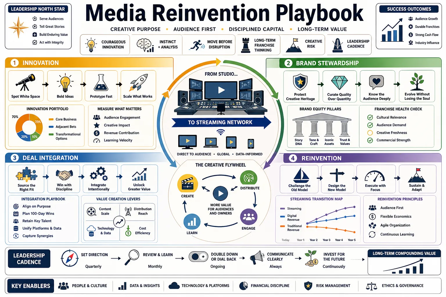 Visual summary of operating lessons from Bob Iger.