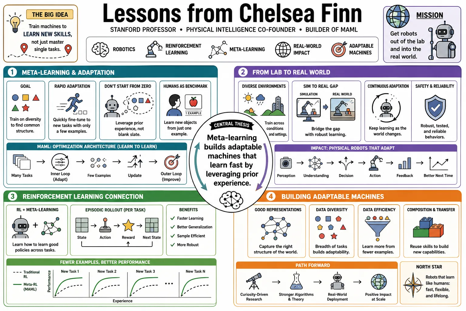 Visual summary of operating lessons from Chelsea Finn.
