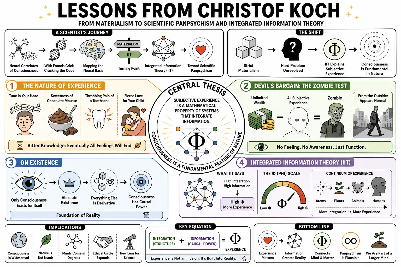 Visual summary of operating lessons from Christof Koch.