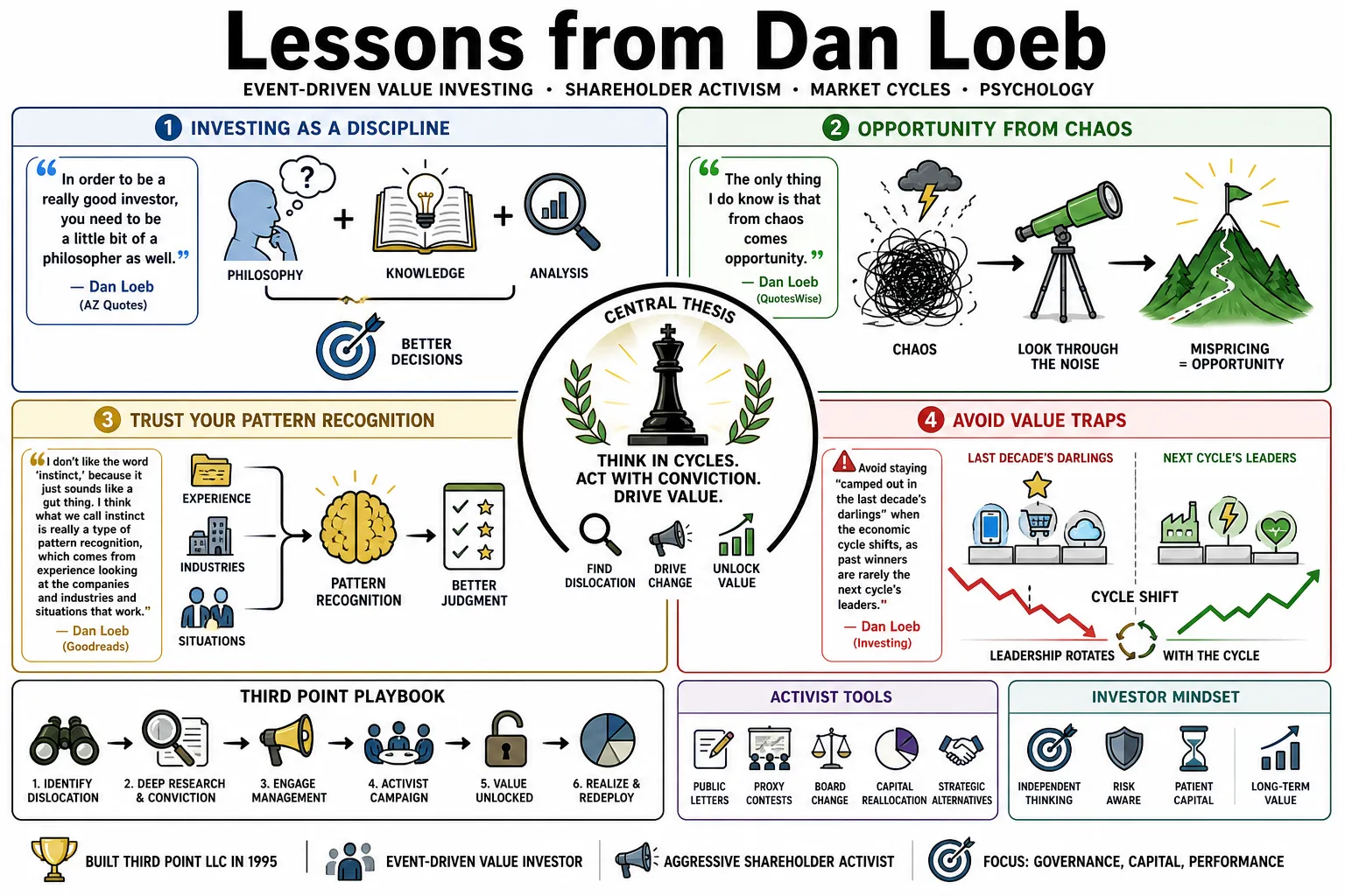 Visual summary of operating lessons from Dan Loeb.