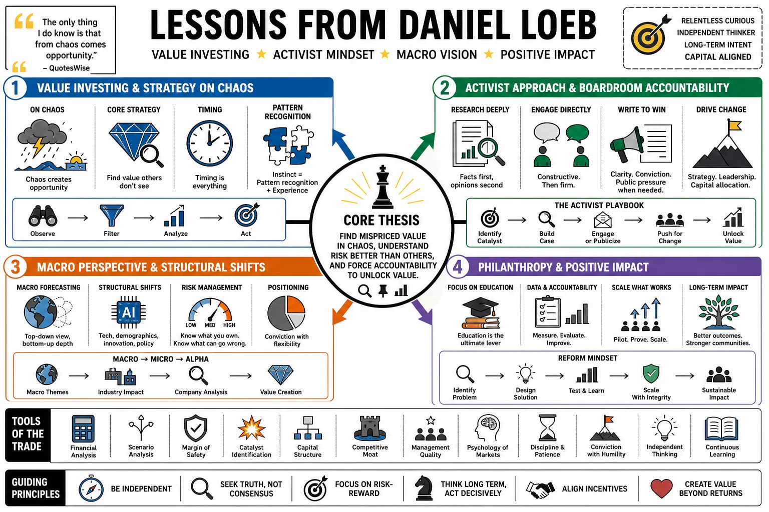 Visual summary of operating lessons from Daniel Loeb.