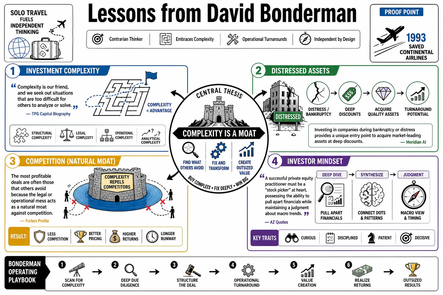 Visual summary of operating lessons from David Bonderman.