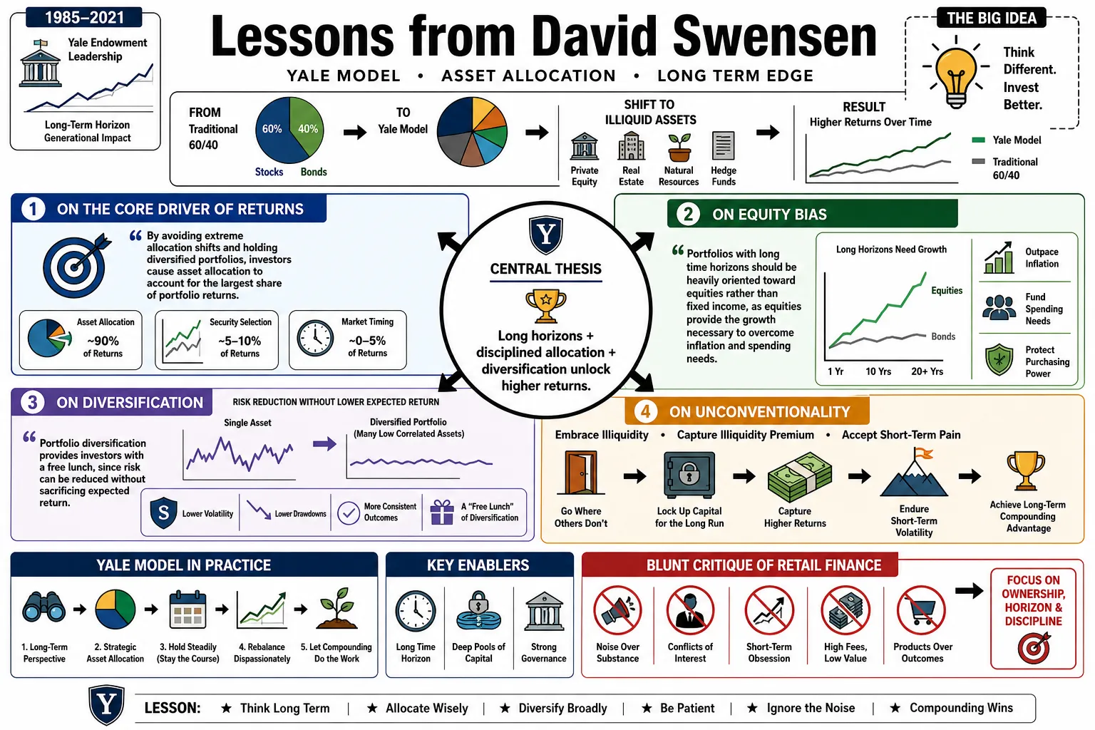 Visual summary of operating lessons from David Swensen.