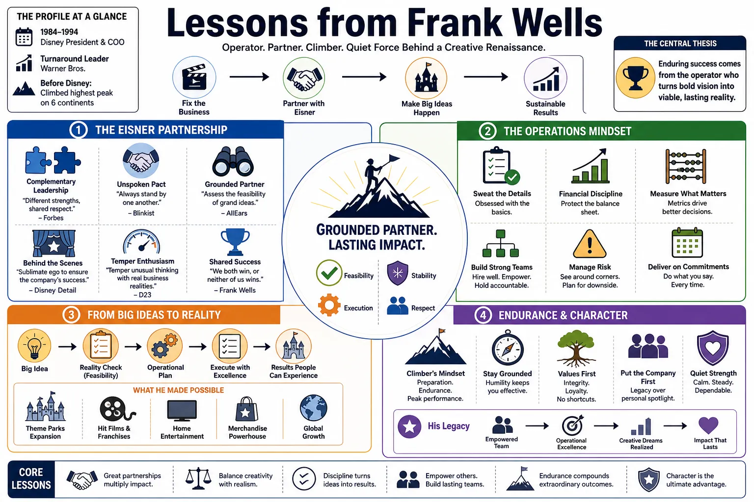 Visual summary of operating lessons from Frank Wells.