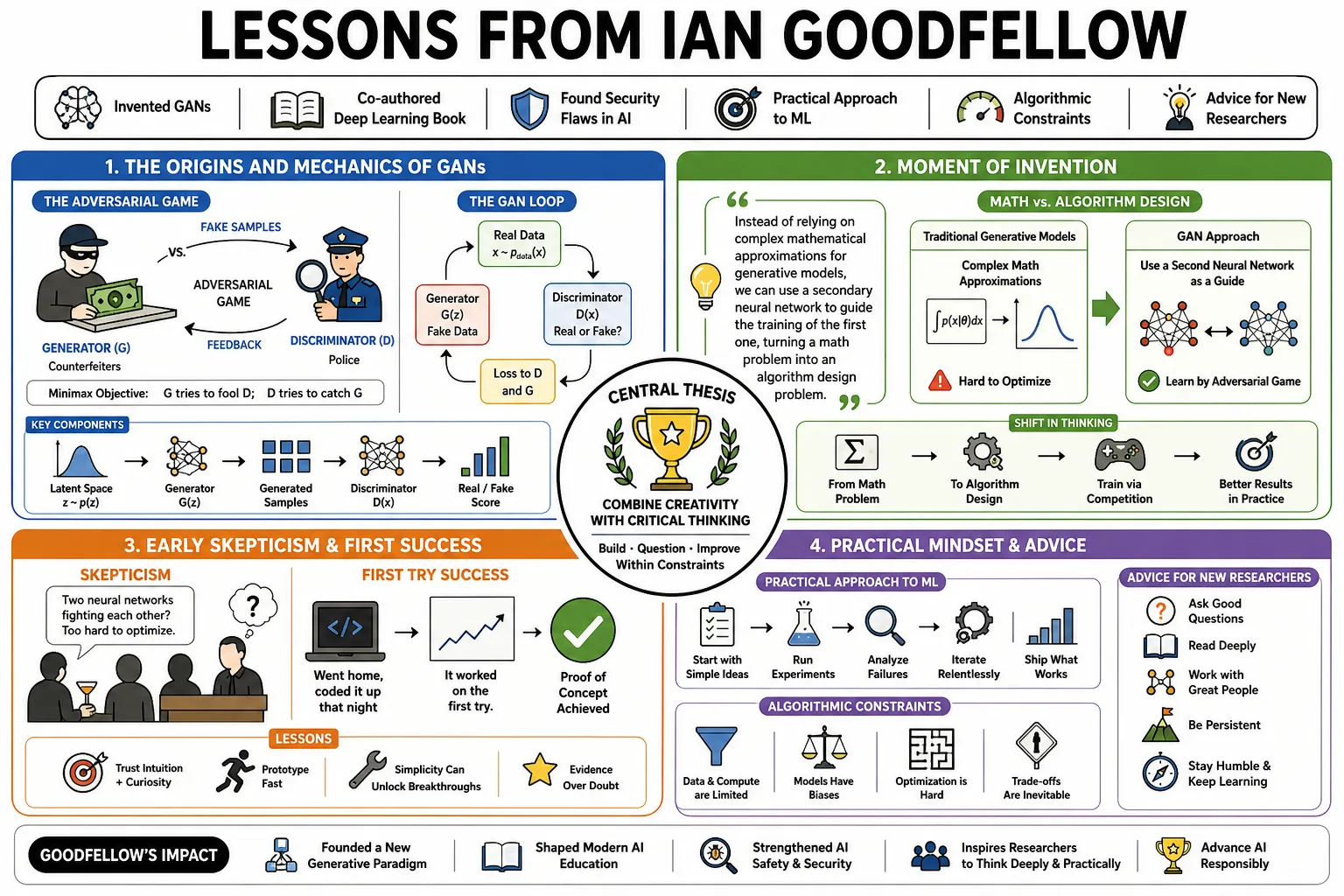 Visual summary of operating lessons from Ian Goodfellow.