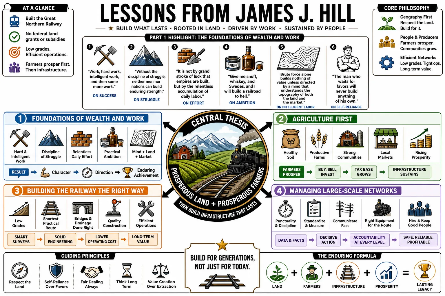 Visual summary of operating lessons from James J. Hill.