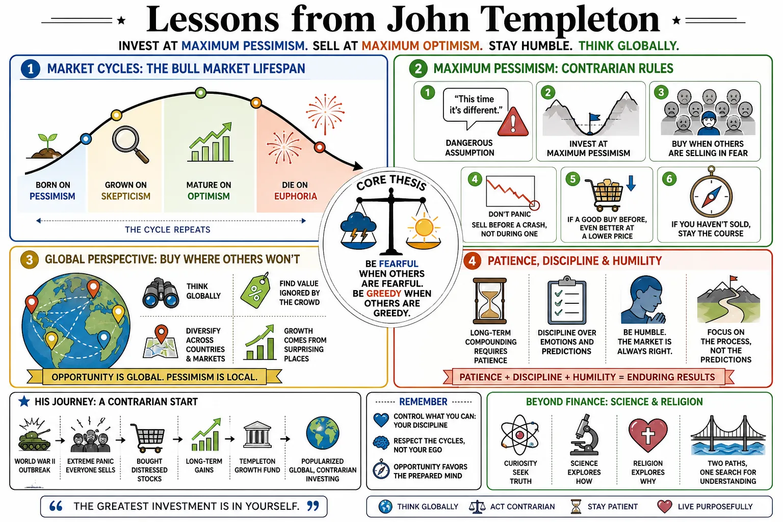 Visual summary of operating lessons from John Templeton.