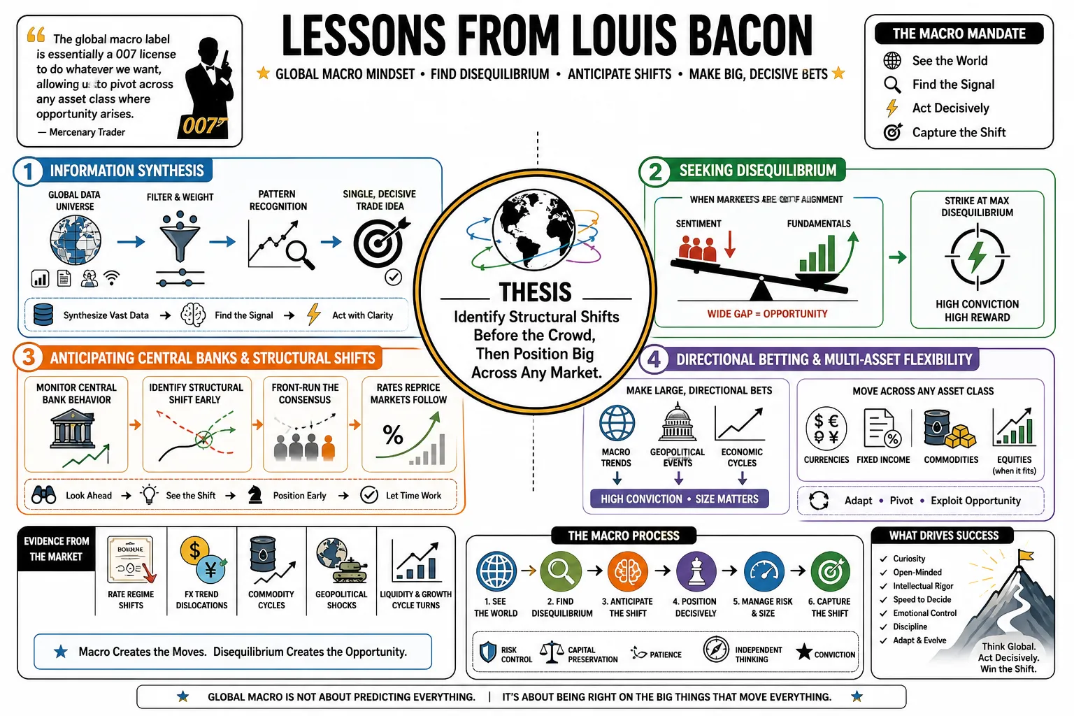 Visual summary of operating lessons from Louis Bacon.