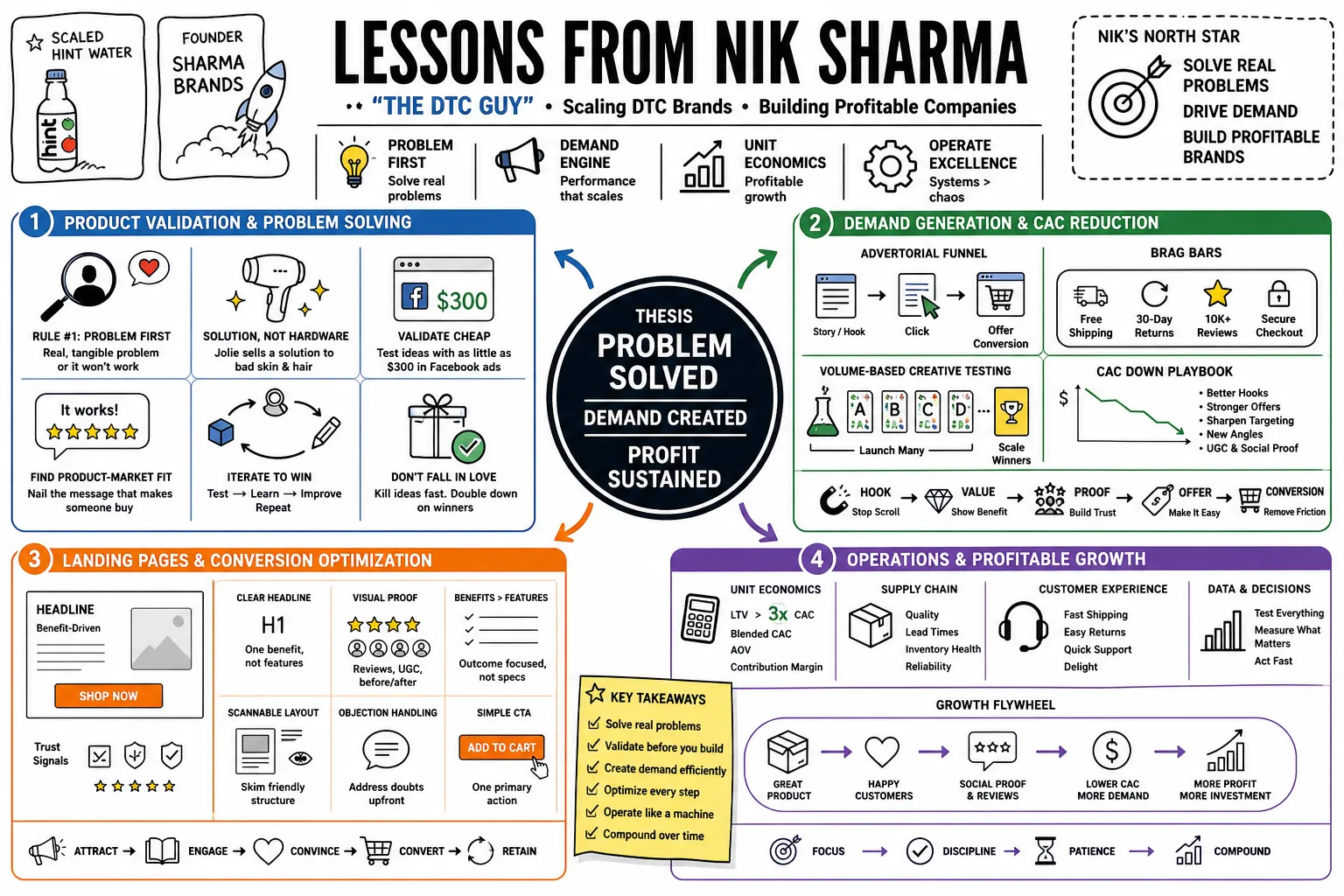 Visual summary of operating lessons from Nik Sharma.