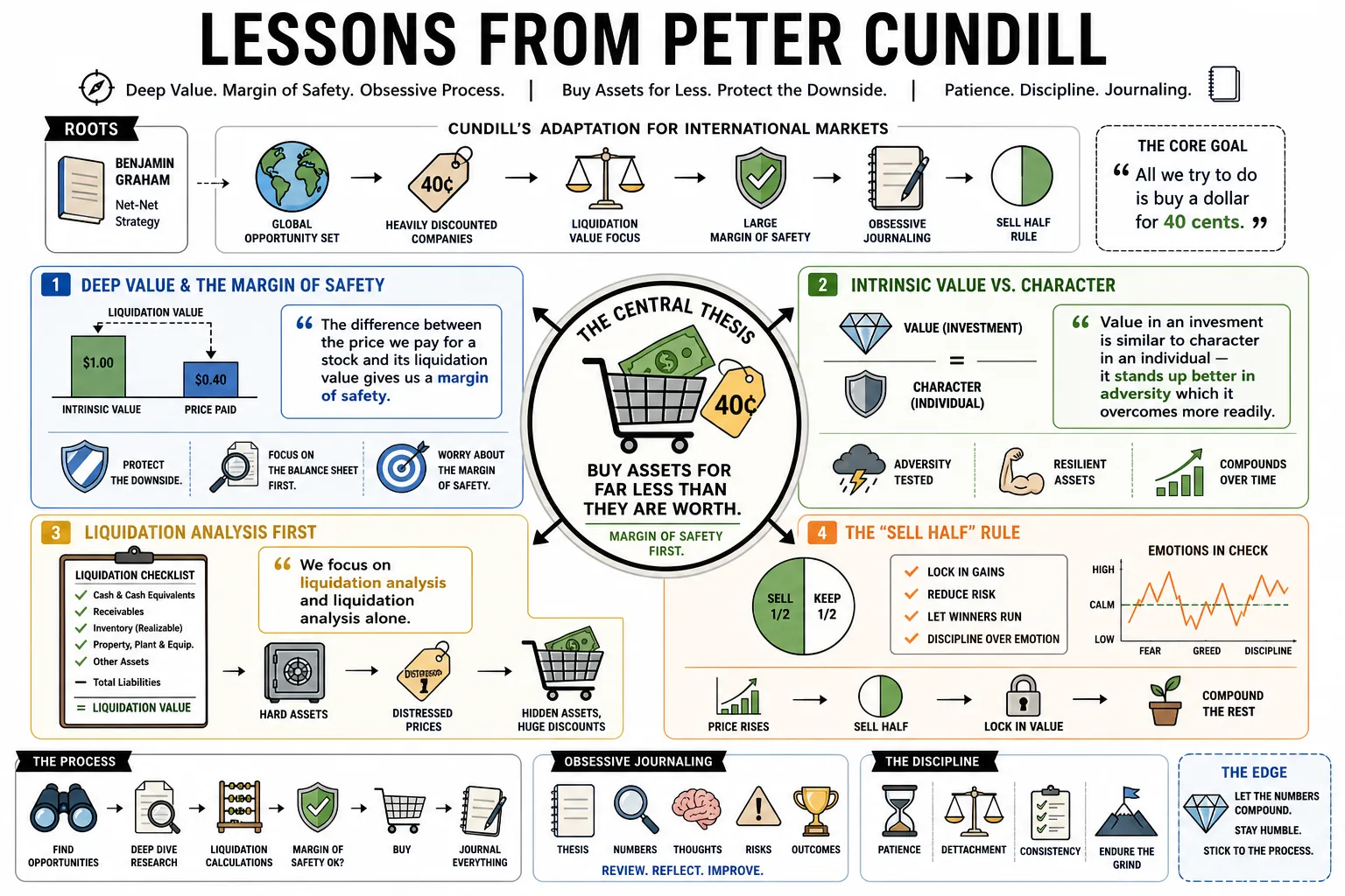 Visual summary of operating lessons from Peter Cundill.
