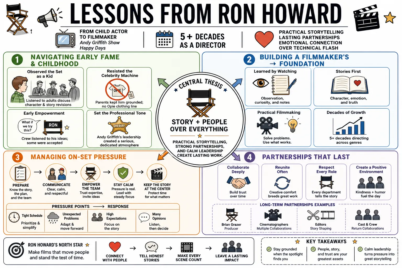 Visual summary of operating lessons from Ron Howard.