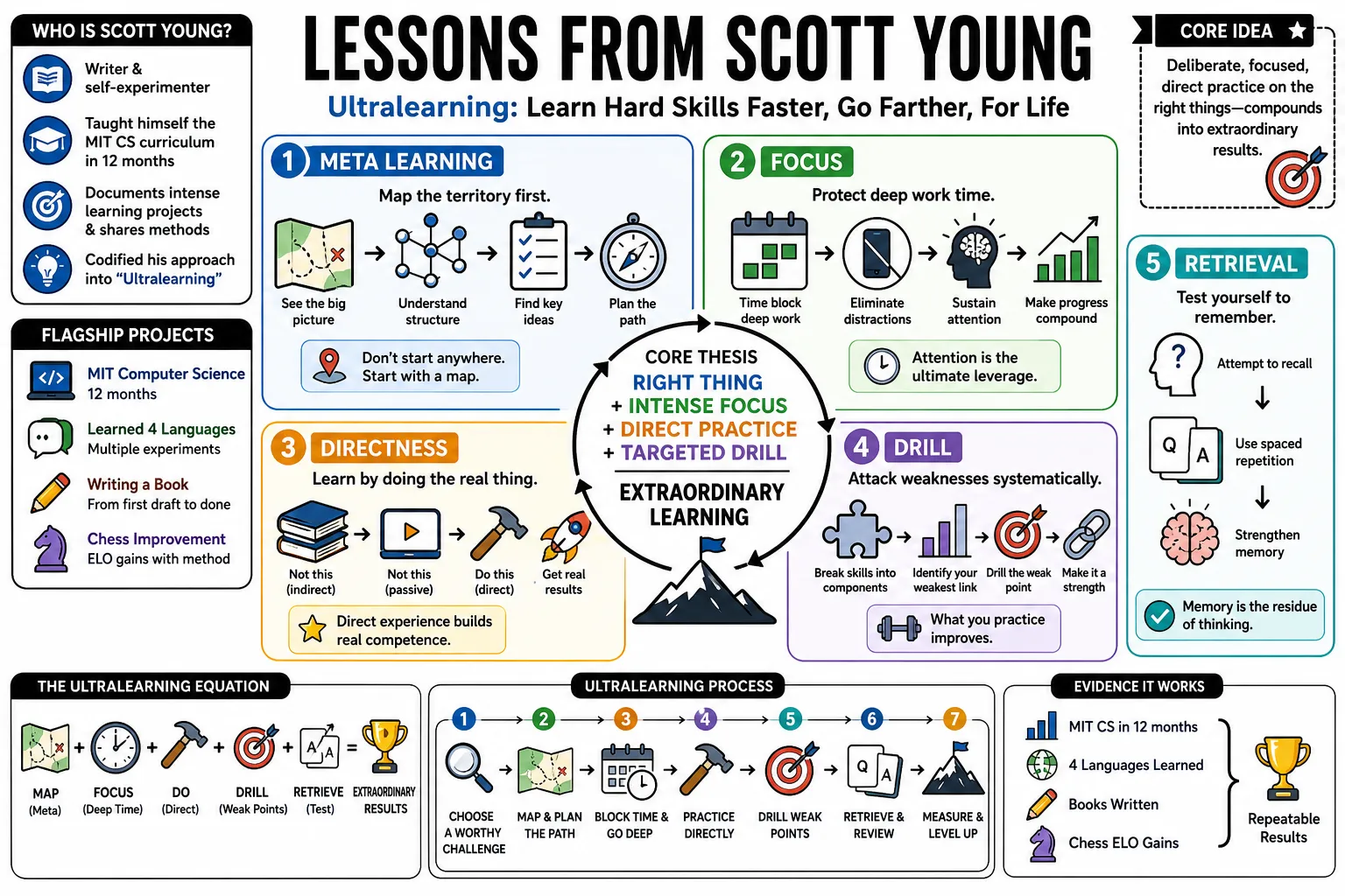 Visual summary of operating lessons from Scott Young.