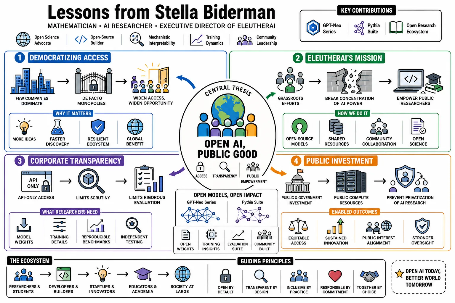 Visual summary of operating lessons from Stella Biderman.