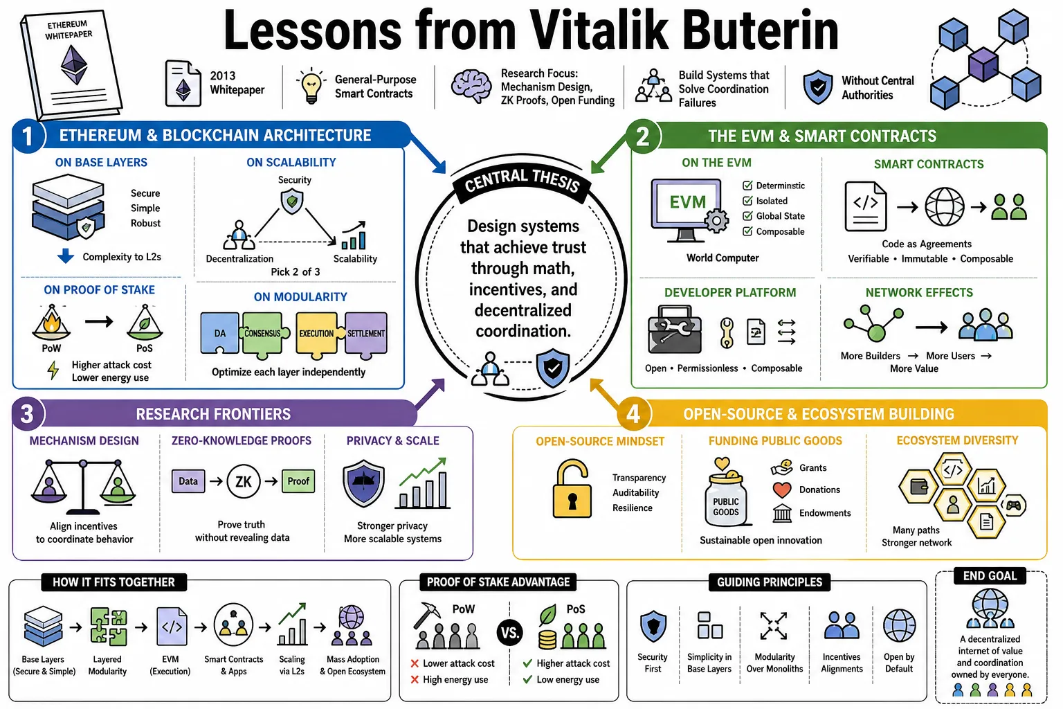 Visual summary of operating lessons from Vitalik Buterin.