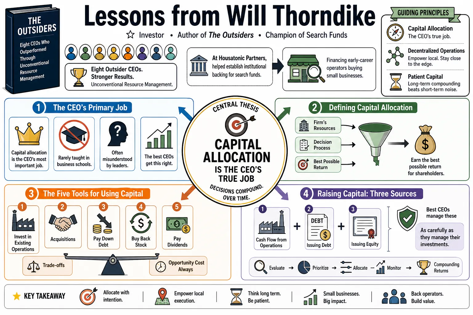 Visual summary of operating lessons from Will Thorndike.