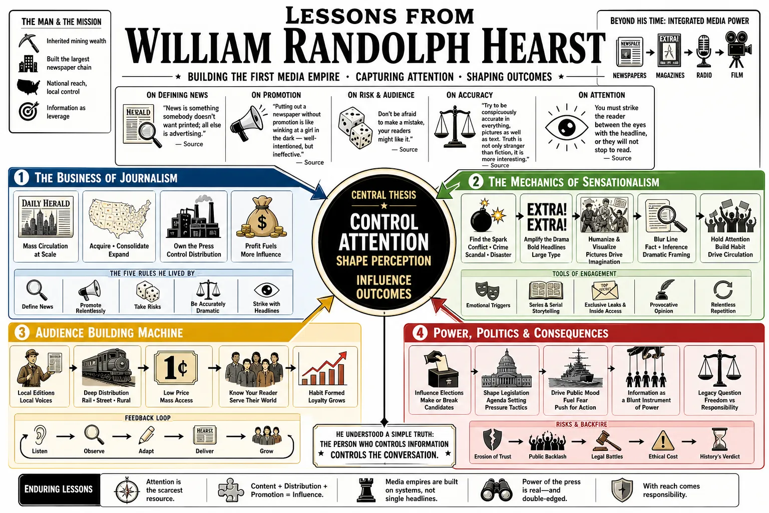 Visual summary of operating lessons from William Randolph Hearst.