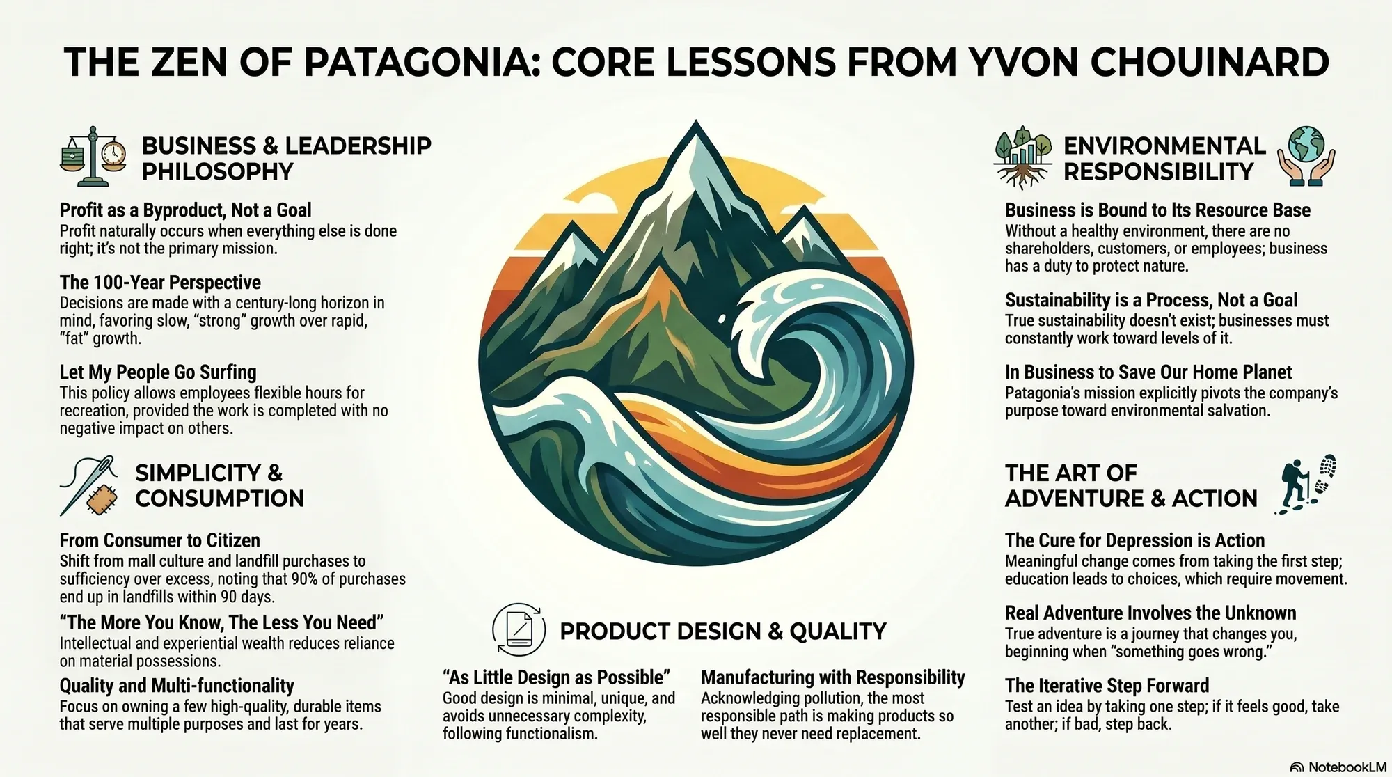 Infographic for "Lessons from Yvon Chouinard".