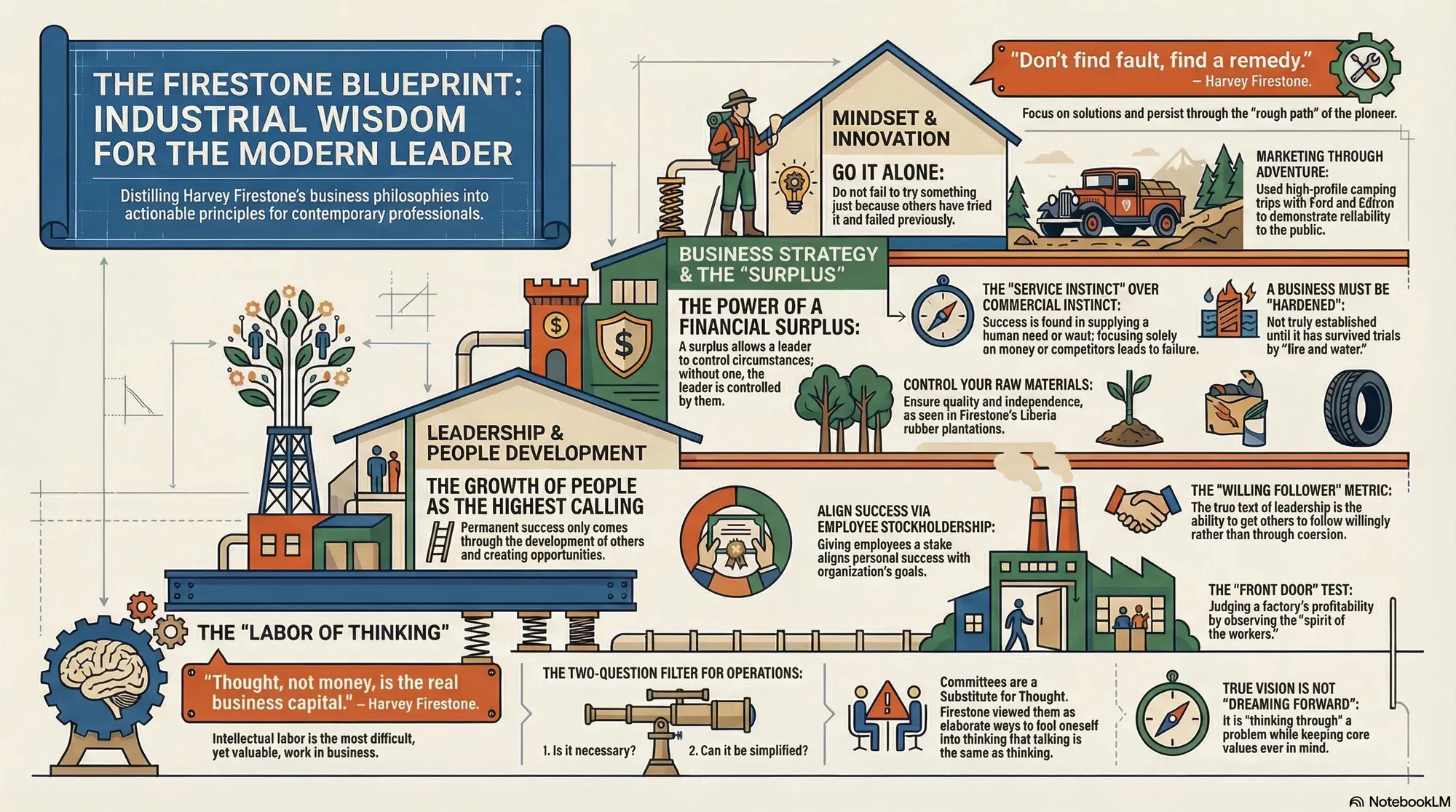 Visual summary of operating lessons from Harvey Firestone.