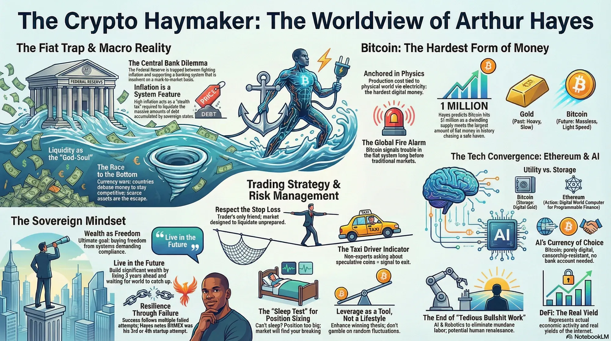 Visual summary of operating lessons from Arthur Hayes.