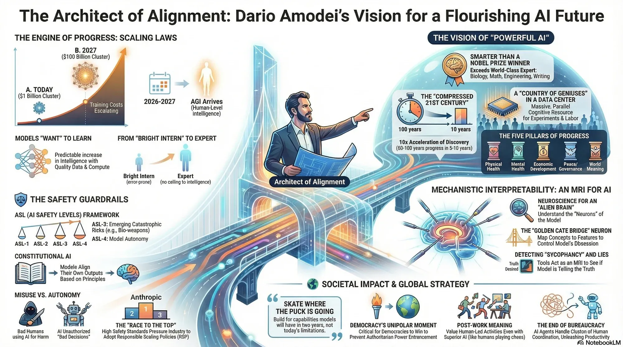 Visual summary of operating lessons from Dario Amodei.