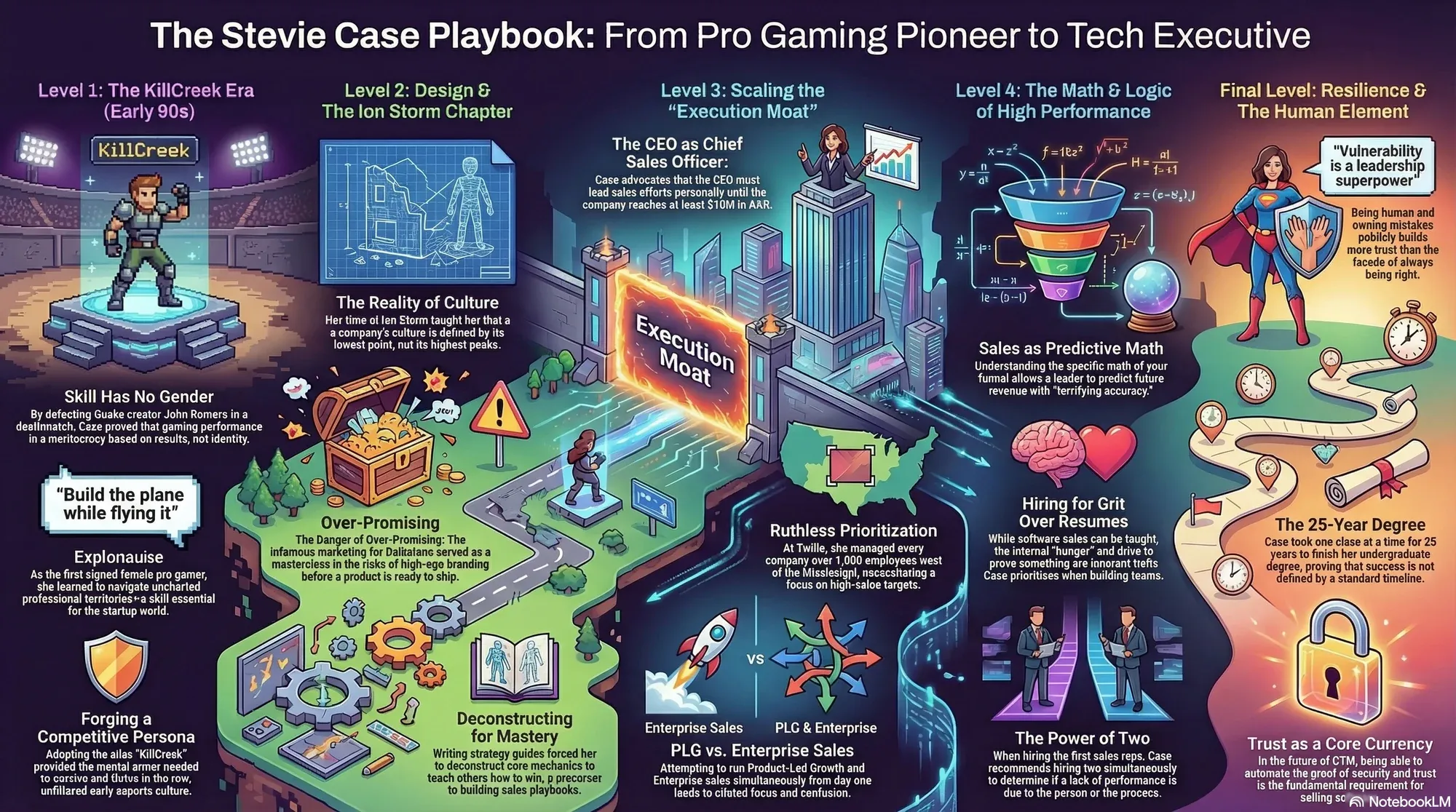 Visual summary of operating lessons from Stevie Case.