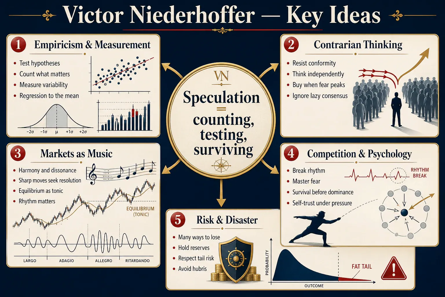 Visual summary of operating lessons from Victor Niederhoffer.
