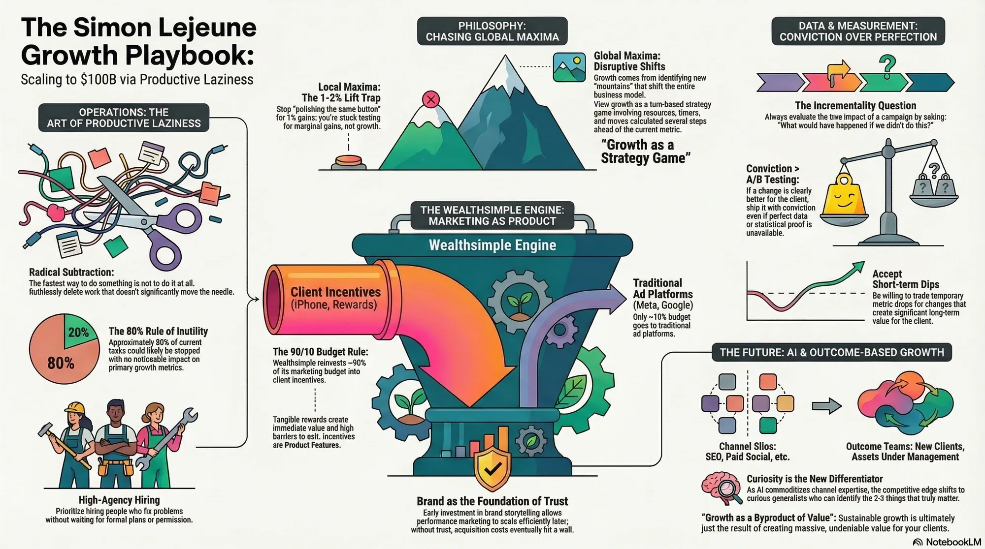 Visual summary of operating lessons from Simon Lejeune.