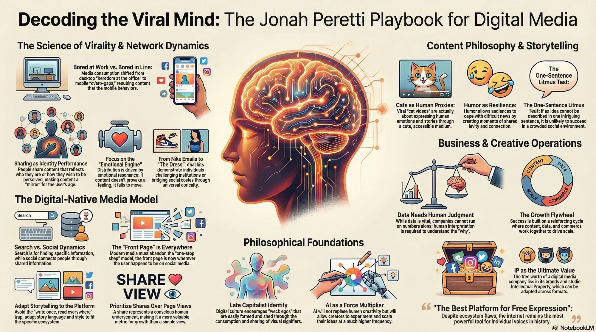 Visual summary of operating lessons from Jonah Peretti.