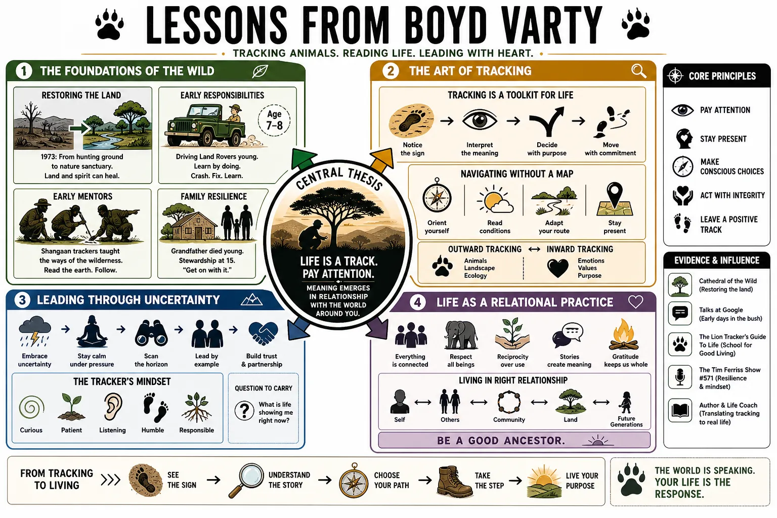 Visual summary of operating lessons from Boyd Varty.