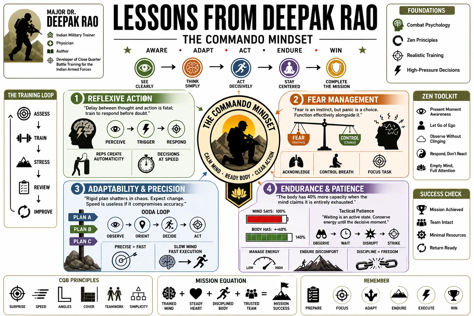 Visual summary of operating lessons from Deepak Rao.