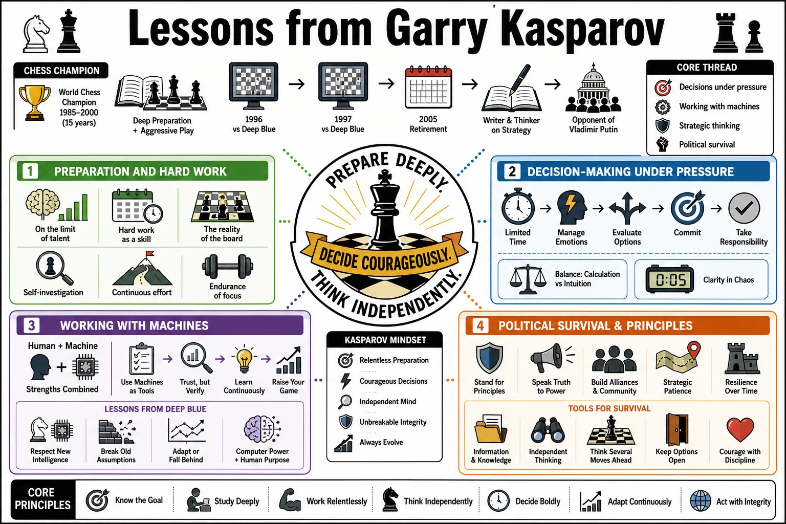 Visual summary of operating lessons from Garry Kasparov.