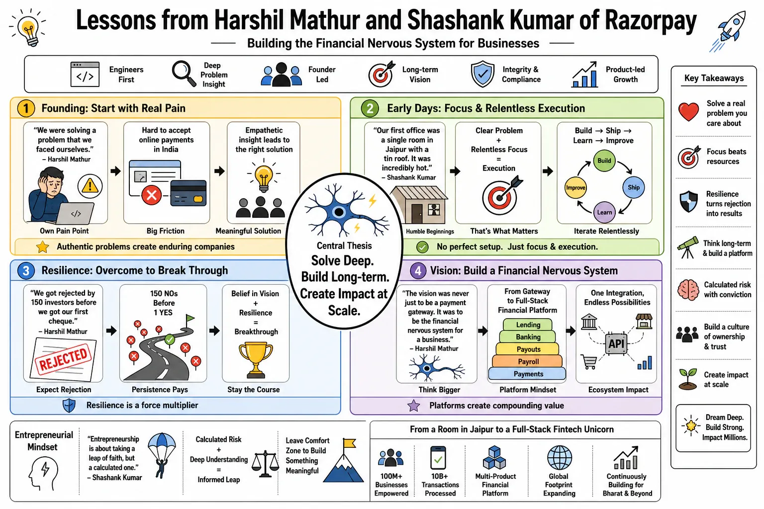 Infographic for "Lessons from Harshil Mathur and Shashank Kumar of Razorpay".
