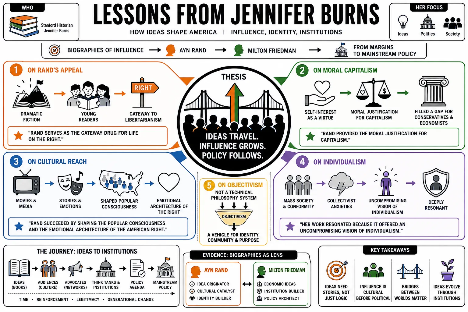 Visual summary of operating lessons from Jennifer Burns.