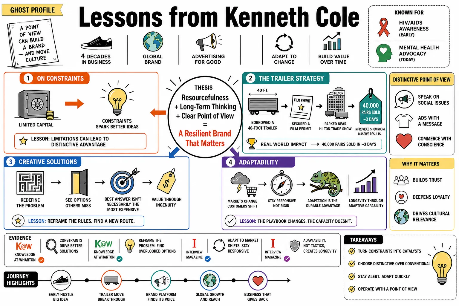 Visual summary of operating lessons from Kenneth Cole.