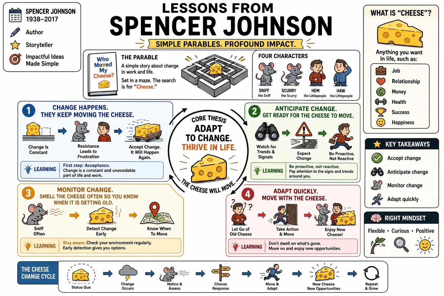 Infographic for "Lessons from Spencer Johnson".