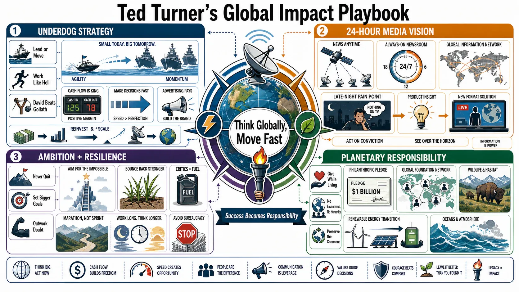 Infographic for "Lessons from Ted Turner".
