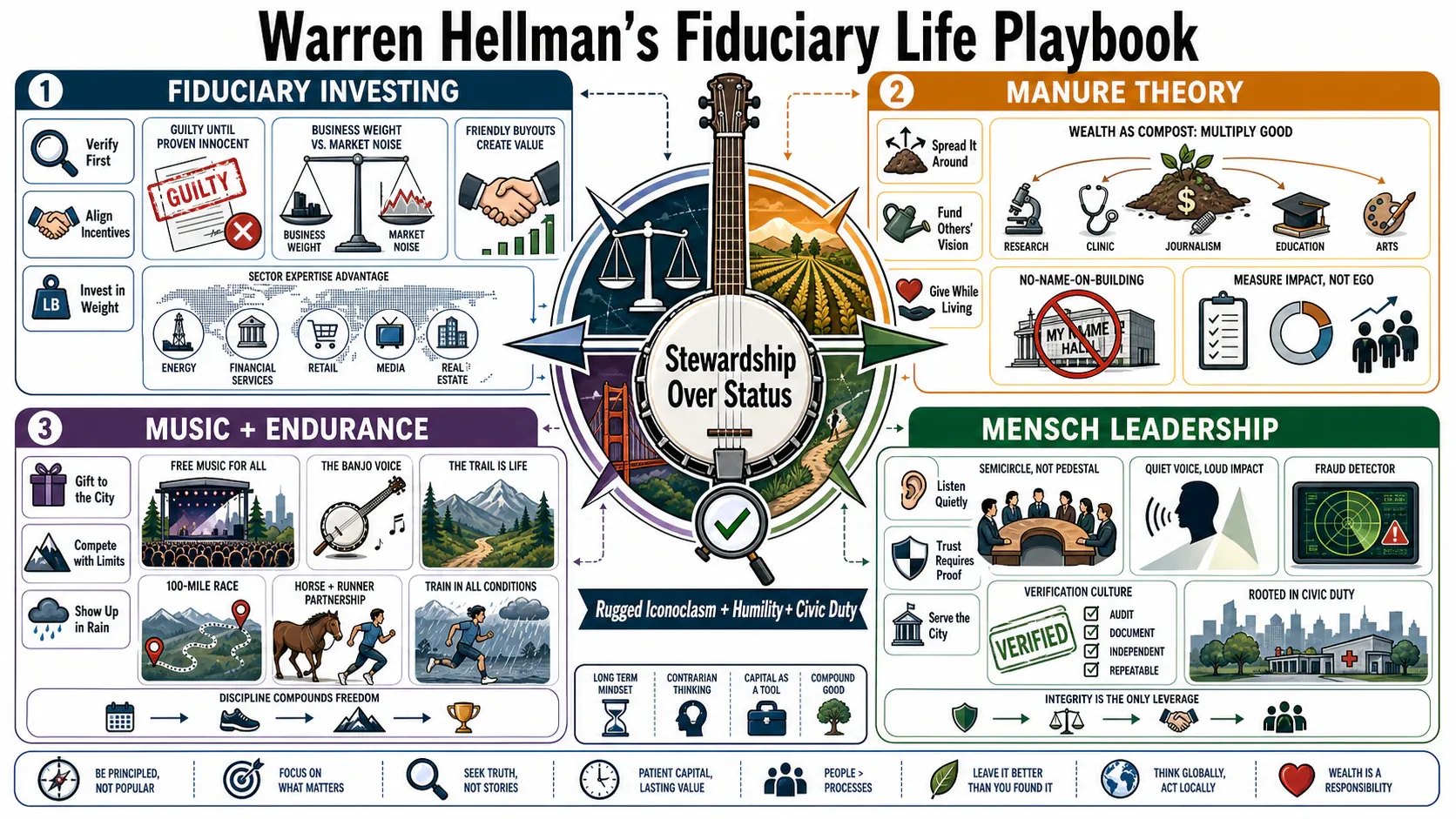Infographic for "Lessons from Warren Hellman".