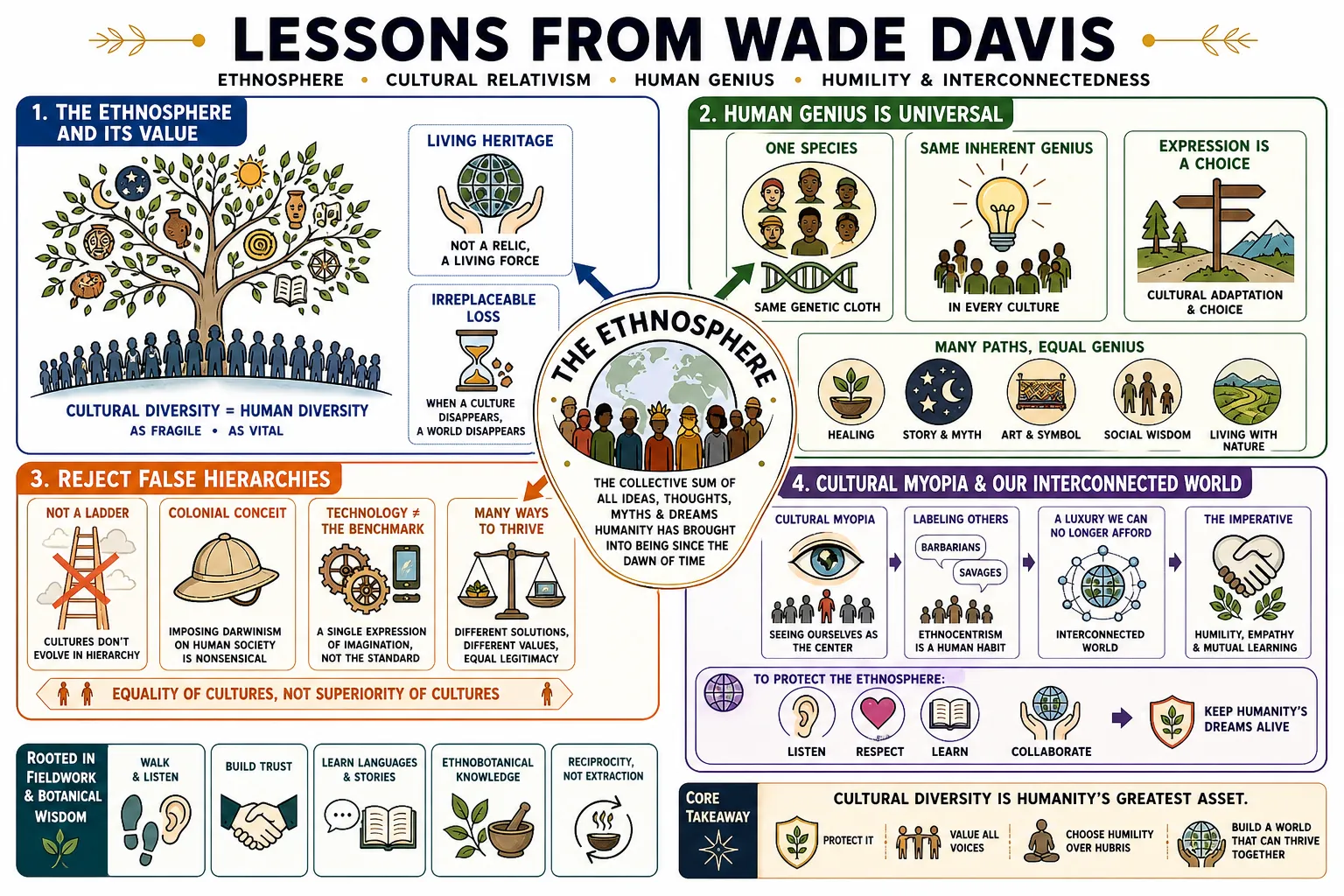 Visual summary of operating lessons from Wade Davis.